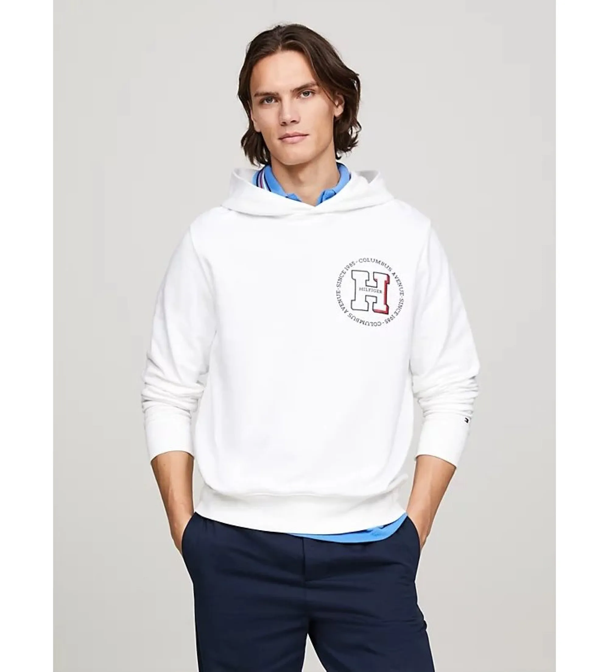 Sudadera de felpa con capucha y logo circular blanco