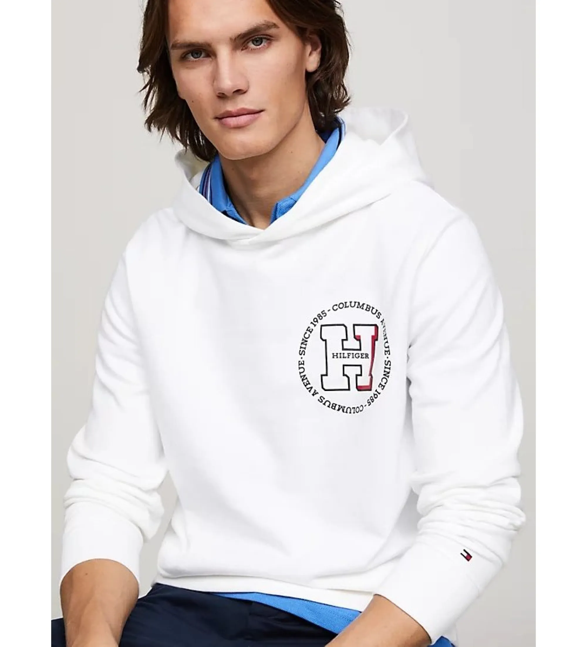 Sudadera de felpa con capucha y logo circular blanco