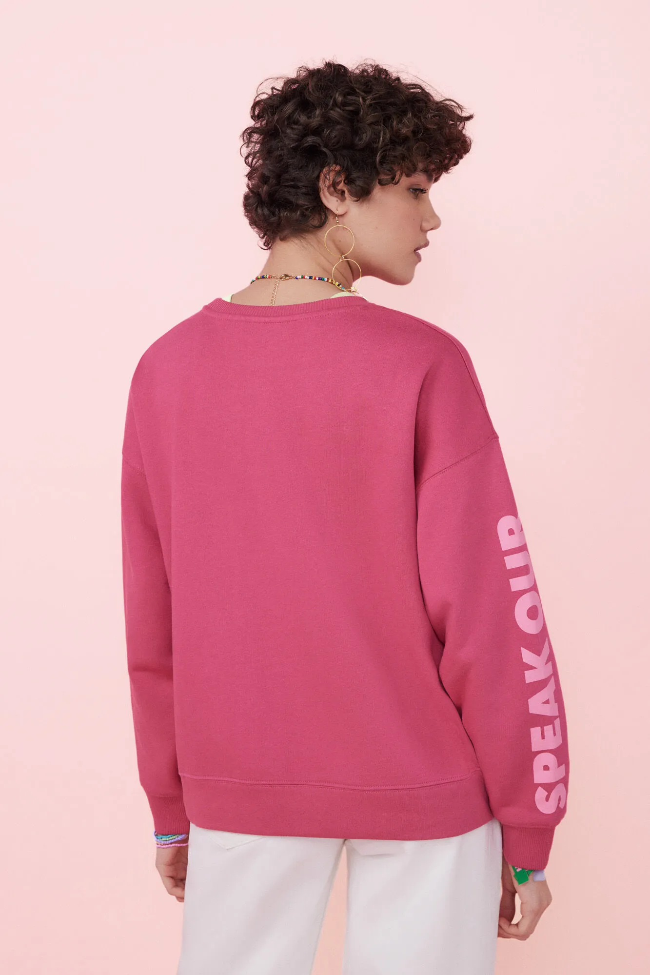 Sudadera felpa fucsia logo 