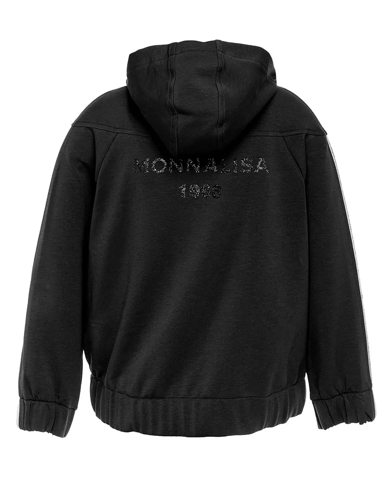 Sudadera Niña MONNALISA Capucha Felpa Negra