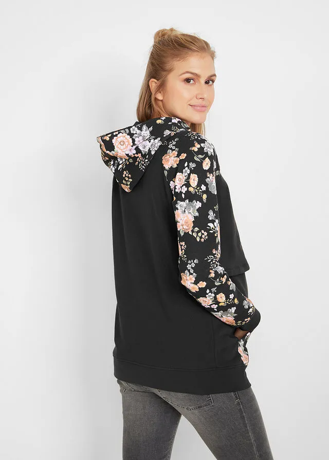 Sudadera premamá Negro de flores