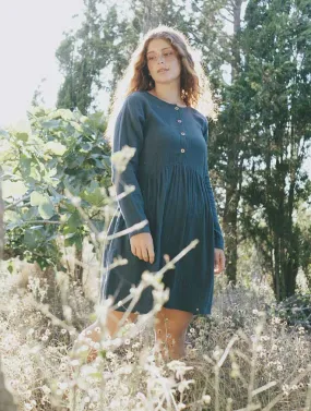 Vestido oversize corto azul de algodón ecológico