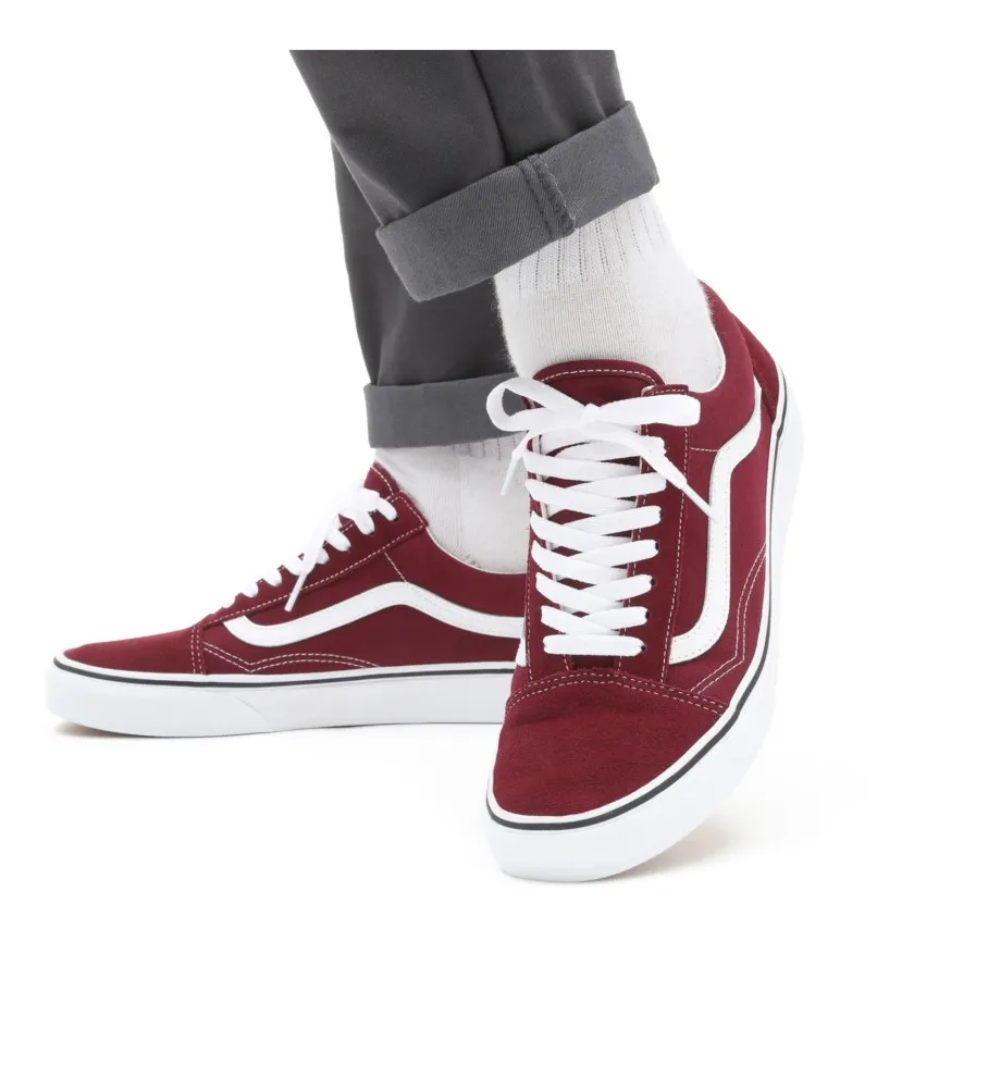 Zapatillas de Piel Old Skool granate