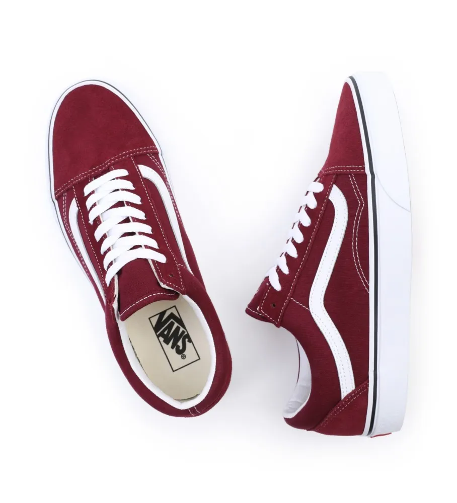 Zapatillas de Piel Old Skool granate