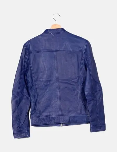 Zara Biker azul de piel