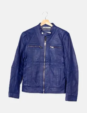 Zara Biker azul de piel