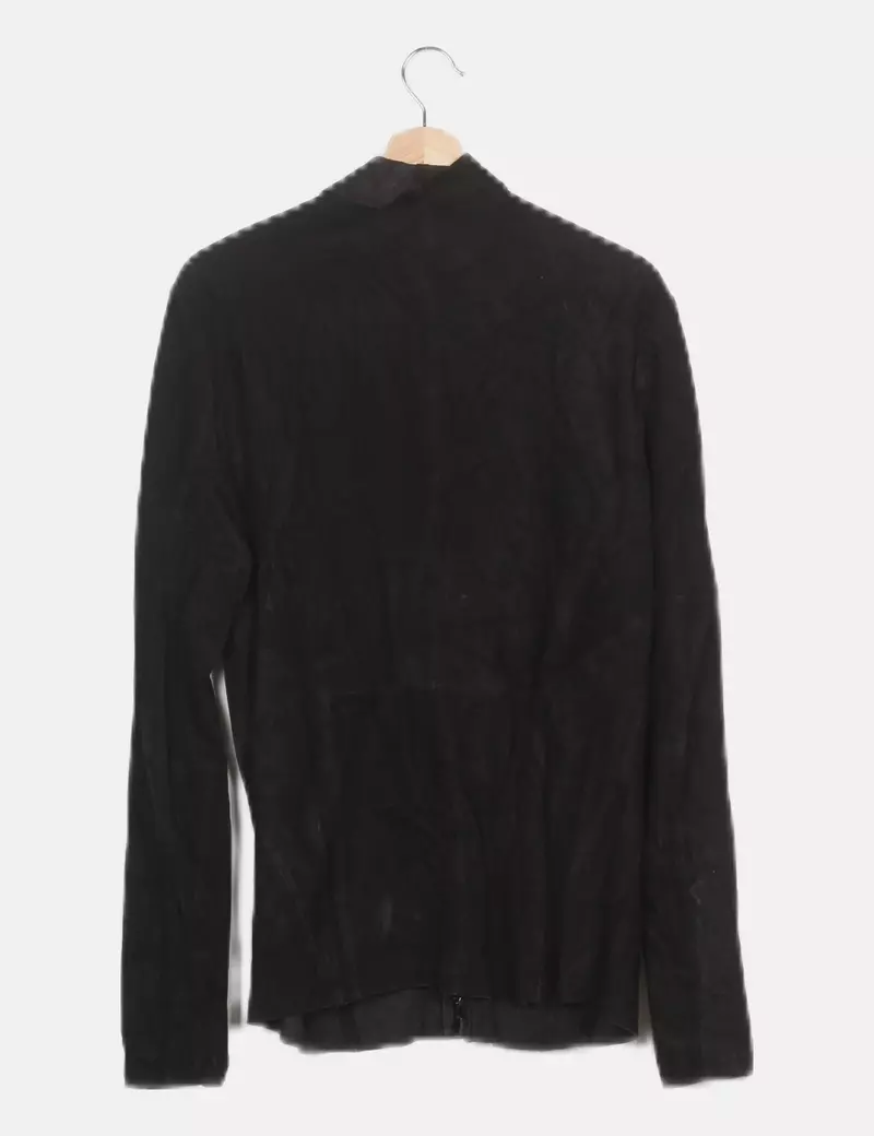 Zara Chaqueta de piel negra